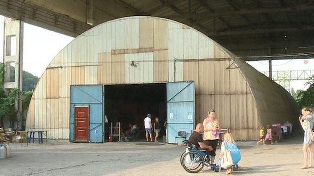 Refugee shelter outside Kyiv